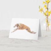 Greyhound Running Hund Art Grußkarte Karte (Gelbe Blume)