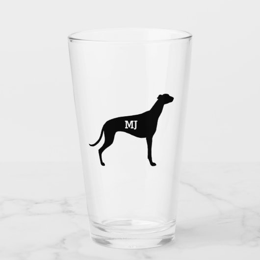 Greyhound Silhouette Custom Dog Lover's Drinking Glas (Vorderseite)