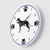 Greyhound-Silhouette Große Wanduhr (Winkel)