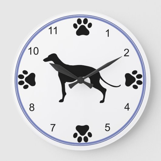 Greyhound-Silhouette Große Wanduhr (Vorderseite)