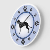 Greyhound-Silhouette Große Wanduhr (Winkel)