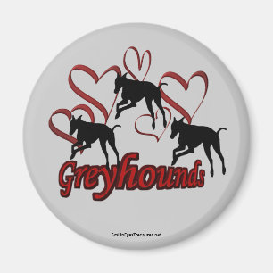 Greyhound Silhouette Rotes Herz Magnet