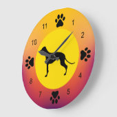 Greyhound Silhouette Sunset Colors Große Wanduhr (Winkel)