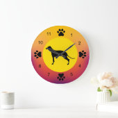 Greyhound Silhouette Sunset Colors Große Wanduhr (Zuhause)