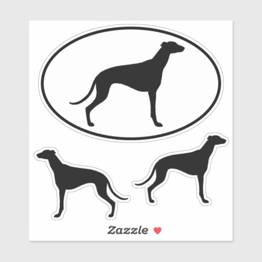 Greyhound Silhouetten Cool Canine Sticker Set (Blatt)