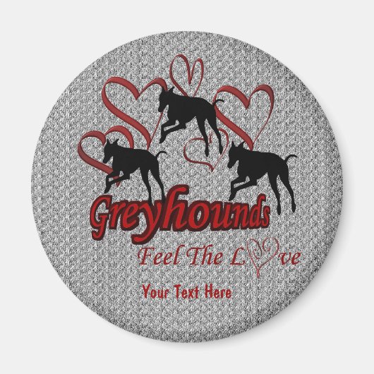 Greyhound Silhouetten Herz Liebe Hund Magnet (Vorne)