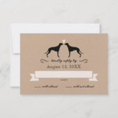 Greyhound-Silhouetten Hochzeitserwiderung RSVP Karte (Vorderseite)