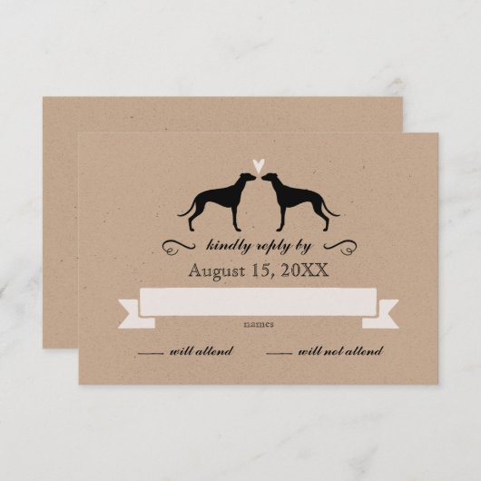 Greyhound-Silhouetten Hochzeitserwiderung RSVP Karte (Vorne/Hinten)