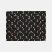 Greyhound-Silhouetten Metallic Shades auf Black Fleecedecke (Vorderseite (Horizontal))