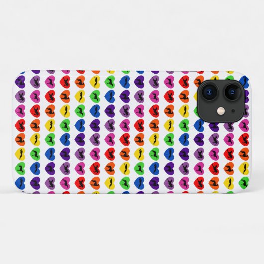 Greyhound Silhouetten Rainbow Hearts Case-Mate iPhone Hülle (Rückseite (Horizontal))