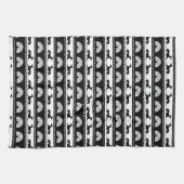 Greyhound Silhouetten Schwarz-weiß Art Deco Fan Geschirrtuch (Horizontal)