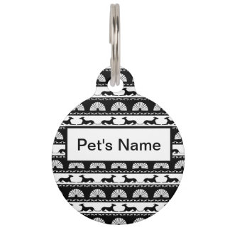 Greyhound Silhouetten Schwarz-weiß Art Deco Fan Haustiermarke