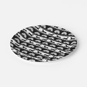 Greyhound Silhouetten Schwarz-weiß Art Deco Fan Pappteller (Schrägansicht)