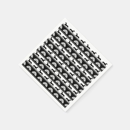 Greyhound Silhouetten Schwarz-weiß Art Deco Fan Serviette (Ecke)
