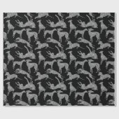 Greyhound Silhouetten Silver Imitats Glitzer Geschenkpapier (Flach)