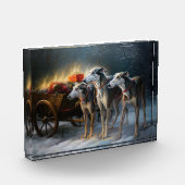 Greyhound Snowy Sleigh Weihnachtsdekor Fotoblock (Links)
