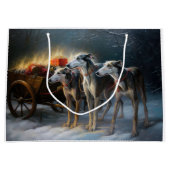 Greyhound Snowy Sleigh Weihnachtsdekor Große Geschenktüte (Vorderseite)