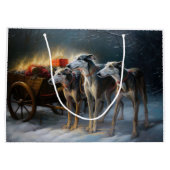 Greyhound Snowy Sleigh Weihnachtsdekor Große Geschenktüte (Rückseite)