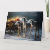 Greyhound Snowy Sleigh Weihnachtsdekor Karte (Vorderseite)