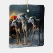 Greyhound Snowy Sleigh Weihnachtsdekor Keramikornament (Rechts)
