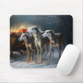 Greyhound Snowy Sleigh Weihnachtsdekor Mousepad (Mit Mouse)