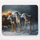 Greyhound Snowy Sleigh Weihnachtsdekor Mousepad (Vorne)