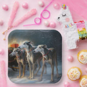 Greyhound Snowy Sleigh Weihnachtsdekor Pappteller (Party)
