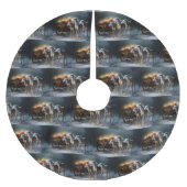 Greyhound Snowy Sleigh Weihnachtsdekor Polyester Weihnachtsbaumdecke (Vorderseite)