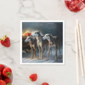 Greyhound Snowy Sleigh Weihnachtsdekor Serviette (Beispiel)