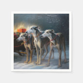 Greyhound Snowy Sleigh Weihnachtsdekor Serviette (Vorderseite)
