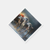 Greyhound Snowy Sleigh Weihnachtsdekor Serviette (Ecke)