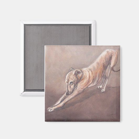 Greyhound Stretch Dog Art Magnet (Vorderseite/Rückseite)