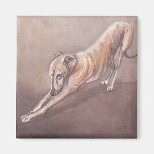 Greyhound Stretch Dog Art Magnet
