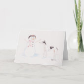 Greyhound trifft Snowman Dog Art Grußkarte Karte (Vorderseite)