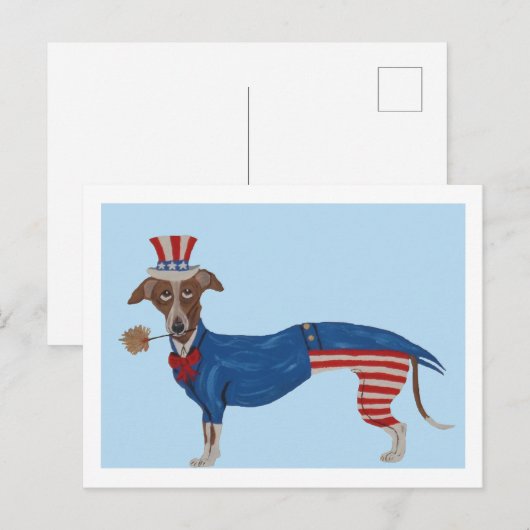 Greyhound Uncle Sam Postkarte (Vorne/Hinten)