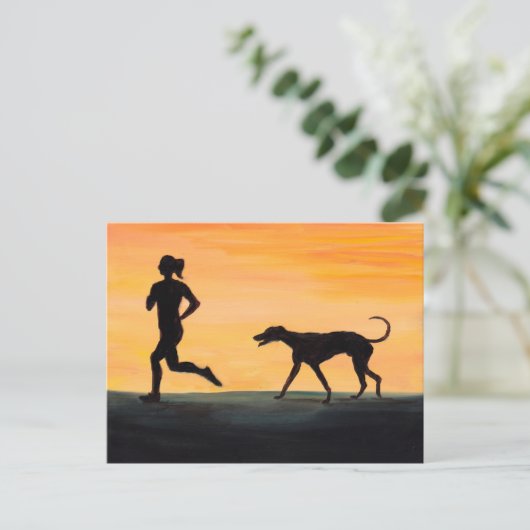 Greyhound und Jogger Hund Art Postkarte (Stehend Vorderseite)