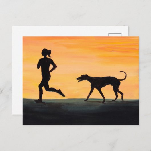 Greyhound und Jogger Hund Art Postkarte (Vorne/Hinten)