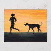 Greyhound und Jogger Hund Art Postkarte (Vorderseite)