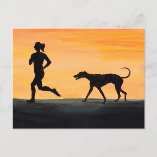 Greyhound und Jogger Hund Art Postkarte (Vorderseite)