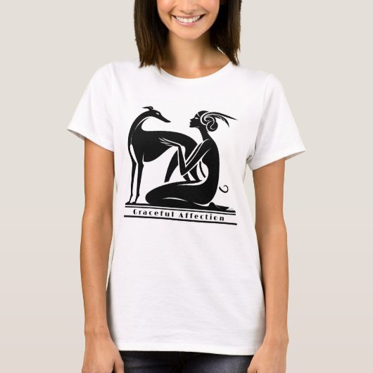 Greyhound und Woman Art Deco Stil T-Shirt (Vorderseite)
