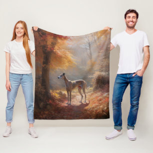 Greyhound unter herbstlichen Blättern Fall Inspiri Fleecedecke