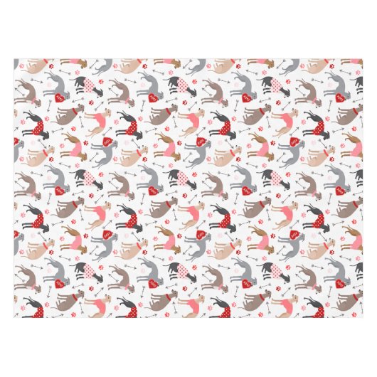 Greyhound Valentine Pattern Tableclout Tischdecke (Vorderseite (Horizontal))