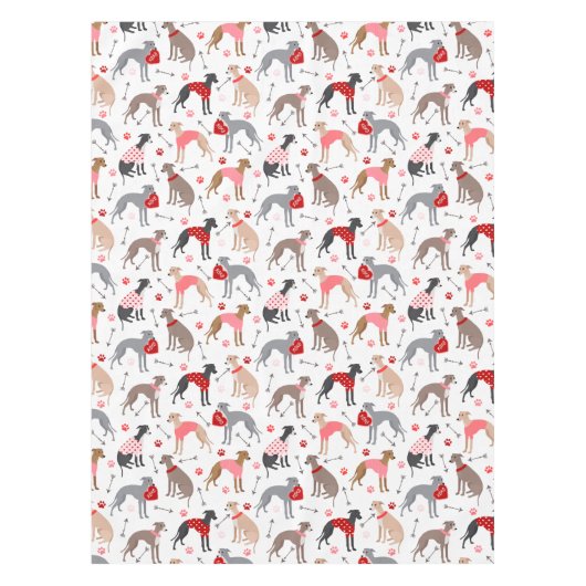 Greyhound Valentine Pattern Tableclout Tischdecke (Vorderseite)