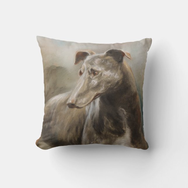 Greyhound Vintage Ölmalerei Kissen (Vorderseite)