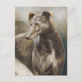 Greyhound Vintage Ölmalerei Postkarte