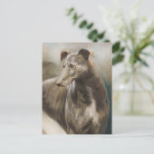 Greyhound Vintage Ölmalerei Postkarte (Stehend Vorderseite)