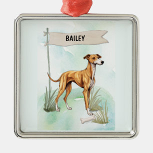 Greyhound-Wasserfarbe Personalisierter Hund Ornament Aus Metall