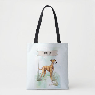 Greyhound-Wasserfarbe Personalisierter Hund Tasche