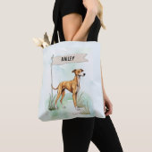 Greyhound-Wasserfarbe Personalisierter Hund Tasche (Von Nahem)