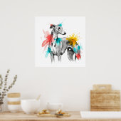 Greyhound Watercolor Ink Splash Illustration Poster (Küche)
